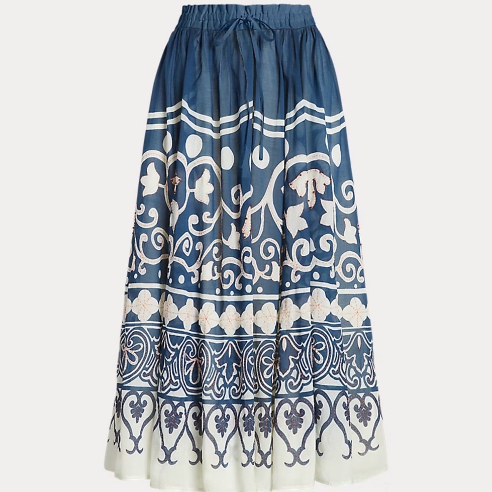 Polo Ralph Lauren Print Beaded Voile A-Line Skirt Spring Cruise Print 10 NWT - Picture 2 of 12